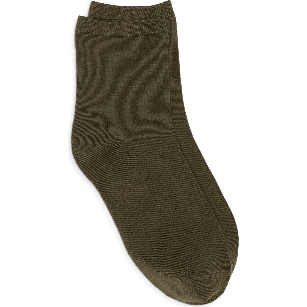 Nordstrom Everyday Low Flat Knit Crew Socks In Olive Sarma