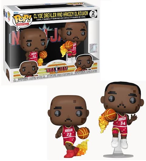 Clyde Drexler & Hakeem Olajuwon (Houston Rockets) 8-Bit NBA Jam Funko Pop! 2Pack