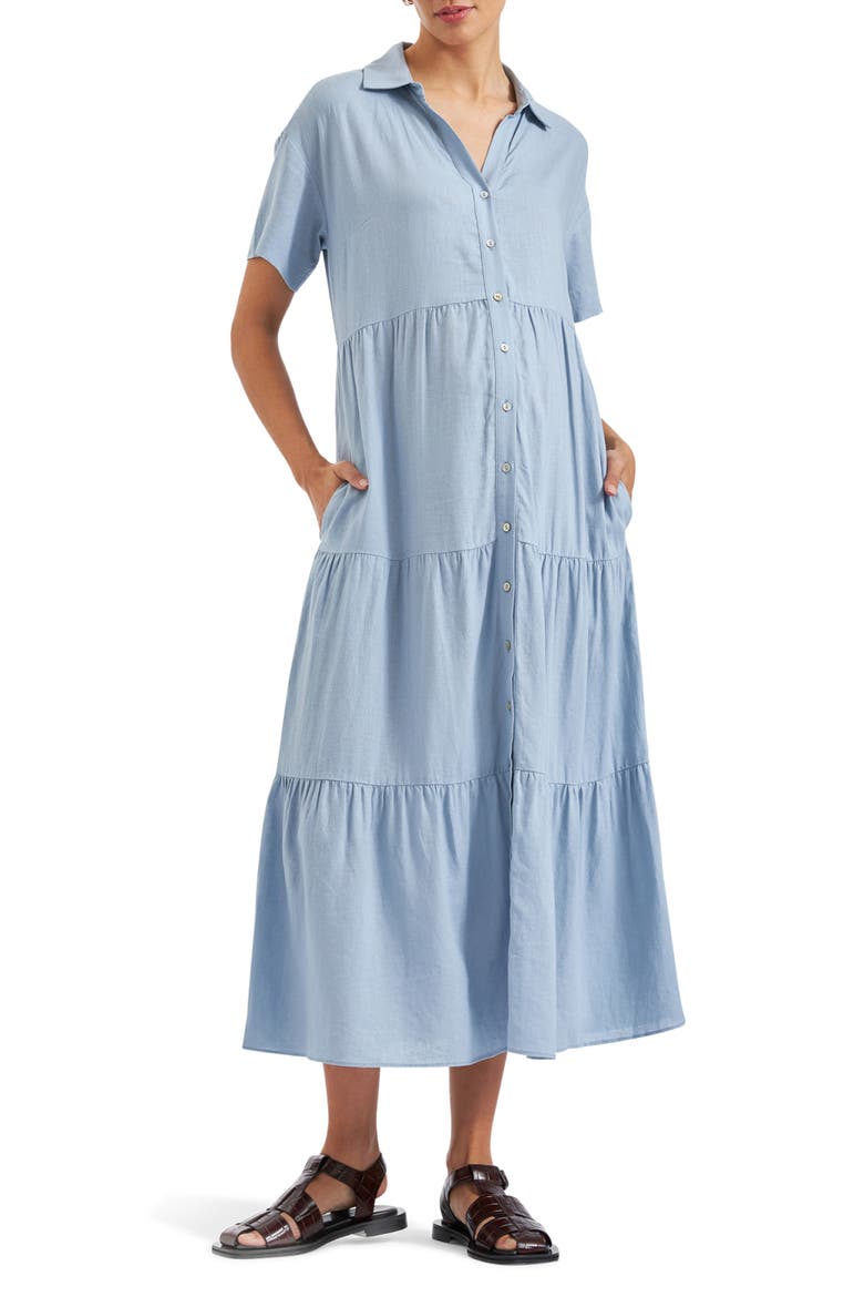 Macy Longline Linen Dress, Main, color, PALE BLUE
