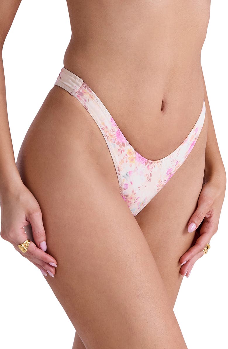 HOUSE OF CB Capri Floral High Leg Bikini Bottoms, Alternate, color, Floral Print