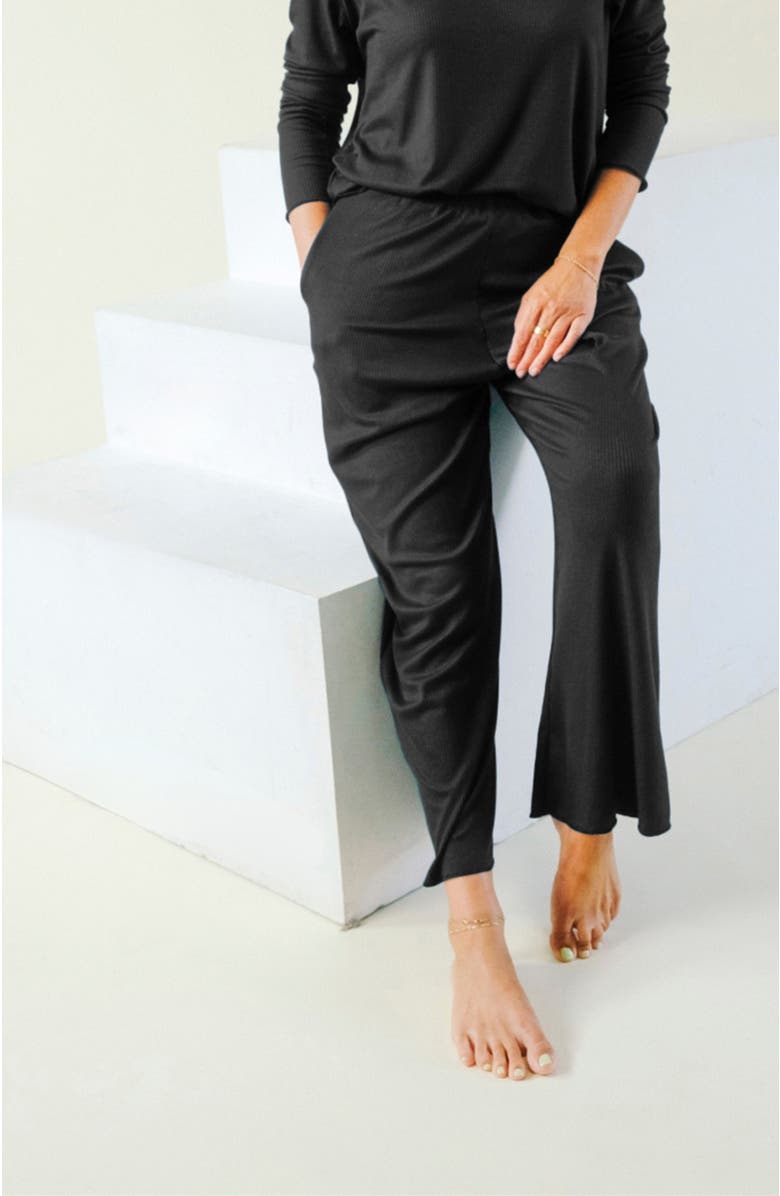 POPLINEN Hedy Ribbed Modal Lounge Pant, Alternate, color, Black