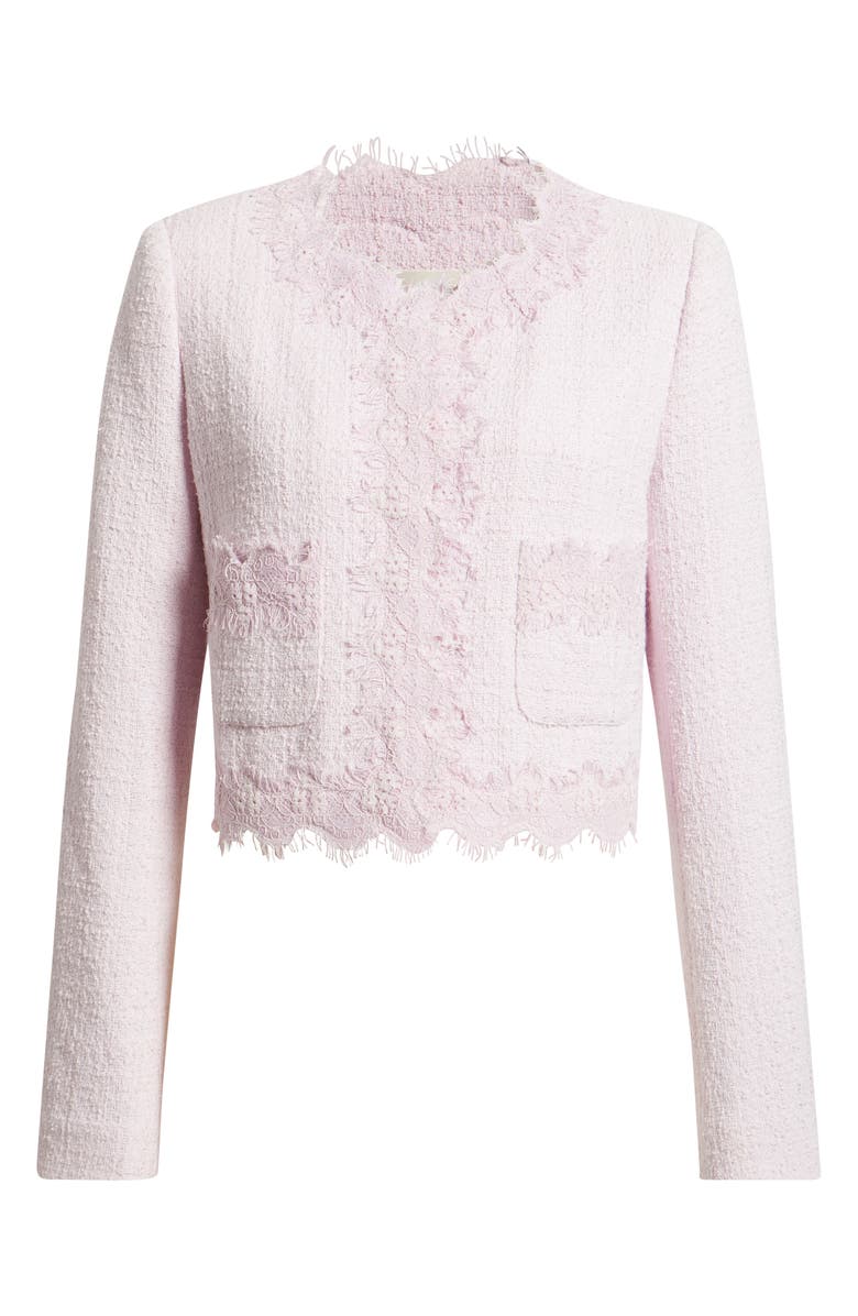 LoveShackFancy Erina Lace Trim Tweed Jacket, Alternate, color, Parasol Blush