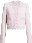 LoveShackFancy Erina Lace Trim Tweed Jacket
