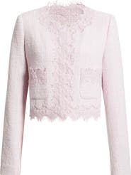 LoveShackFancy Erina Lace Trim Tweed Jacket