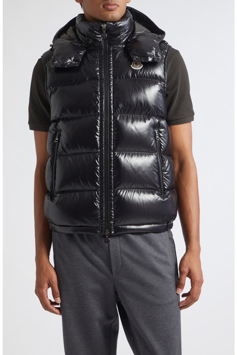 Bormes Down Puffer Vest with Removable Hood, Main, color, BLACK