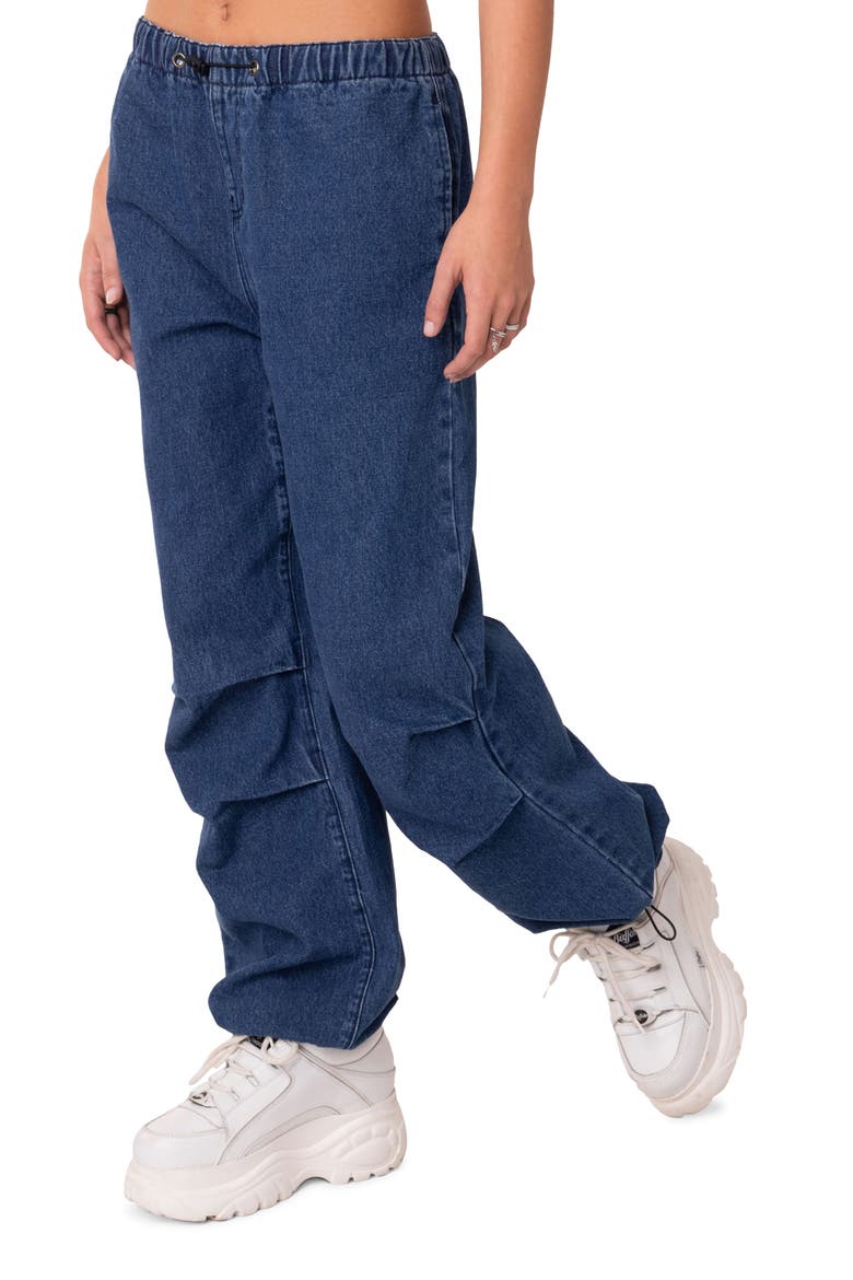 Lorelai Oversized Cargo Jeans, Alternate, color, BLUE