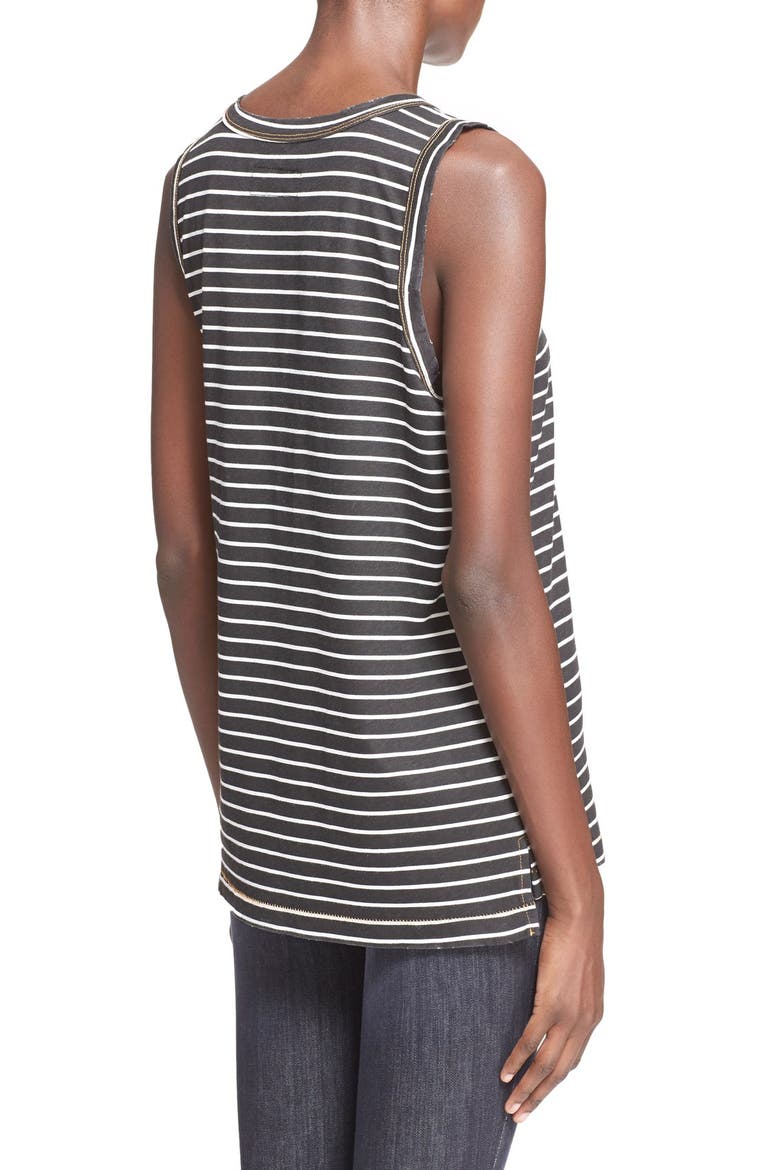 'The Muscle Tee' Sleeveless Top, Alternate, color, BLACK REVERSE OAKLAND STRIPE