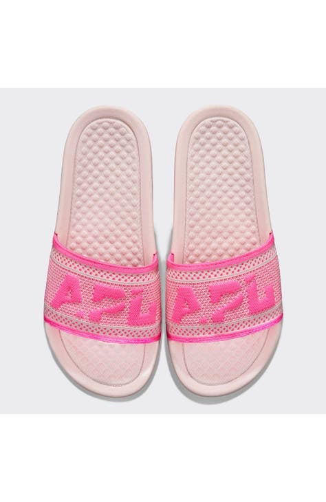 NEW - APL TechLoom Knit Big Logo Slide Sandals, Cedar Dark Pink (Women’s hot 9)