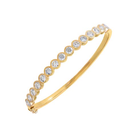 Lab Grown Diamond Bezel Tennis Bangle Bracelet 14K