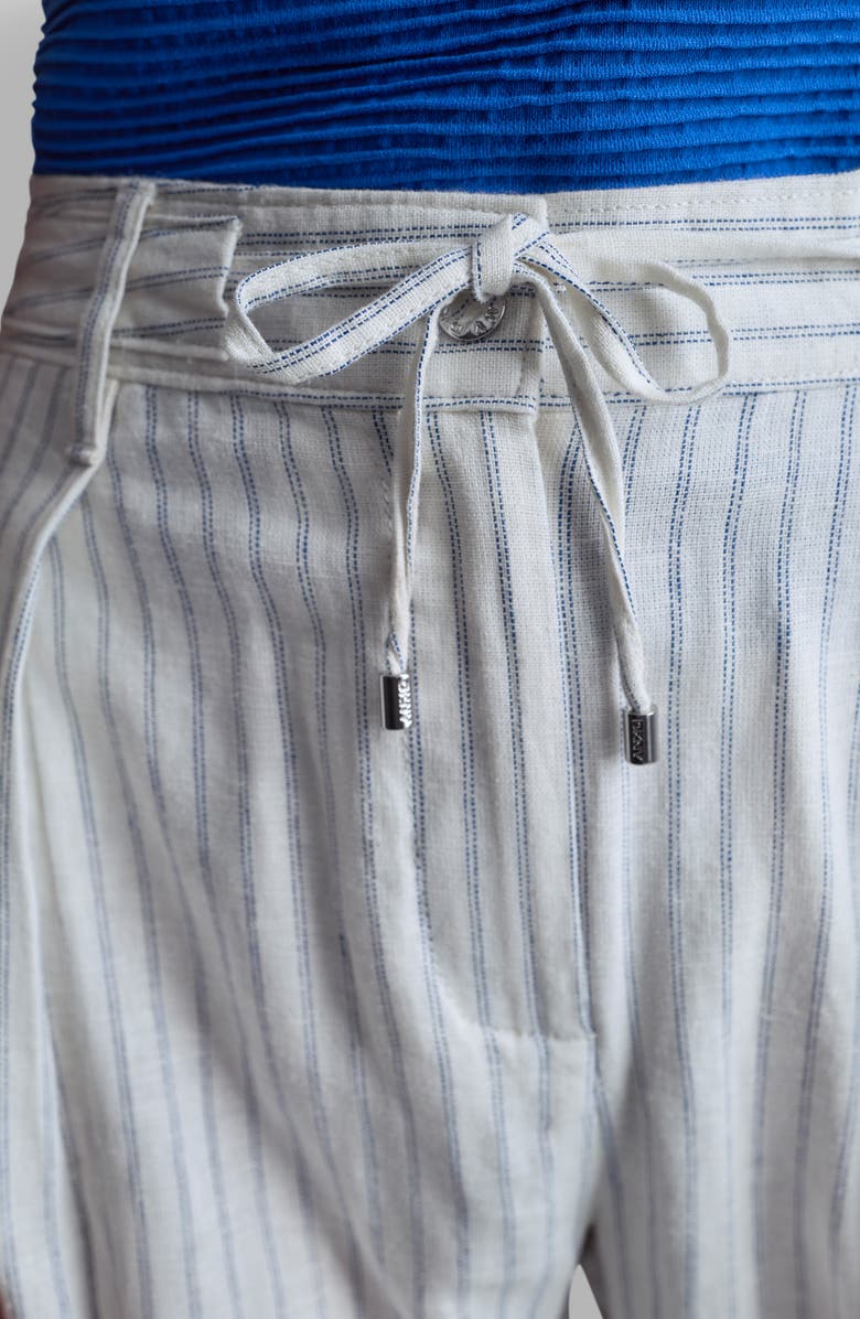 DKNY Stripe Linen Blend Drawstring Pants, Alternate, color, Ivory/Admiral