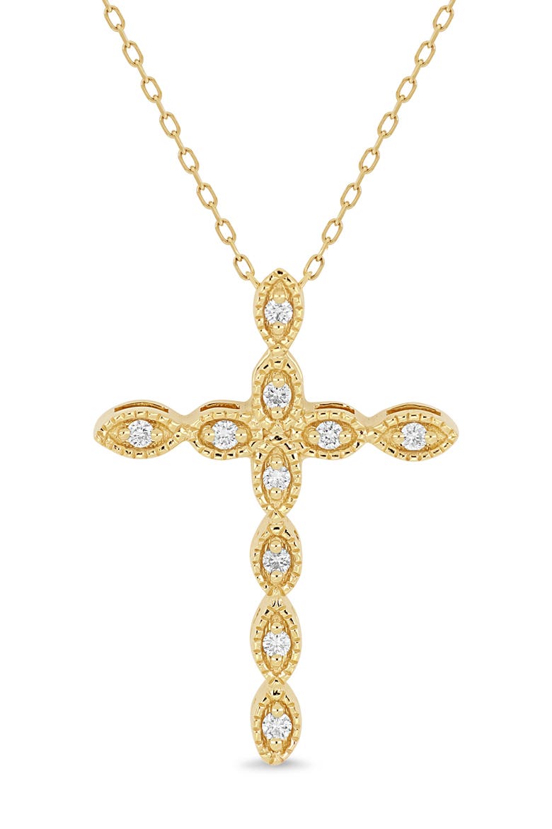 Icon Diamond Cross Pendant Necklace (Online Trunk Show), Alternate, color, 18K YELLOW GOLD