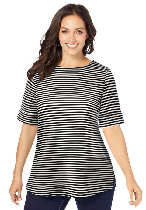 Stretch Cotton Cuff Tee (Plus)