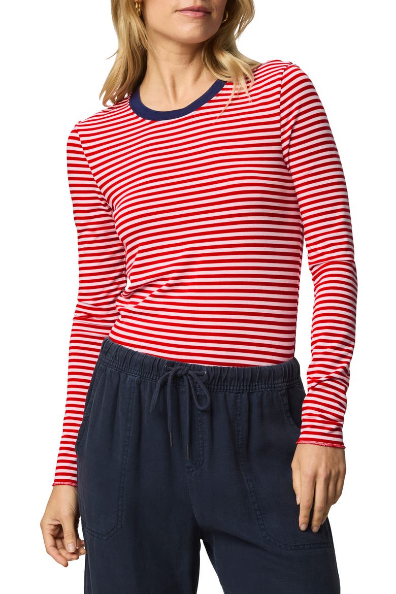 Stripe Long Sleeve Tee, Alternate, color, NAVY BLUE/ ROUTE/ WHITE