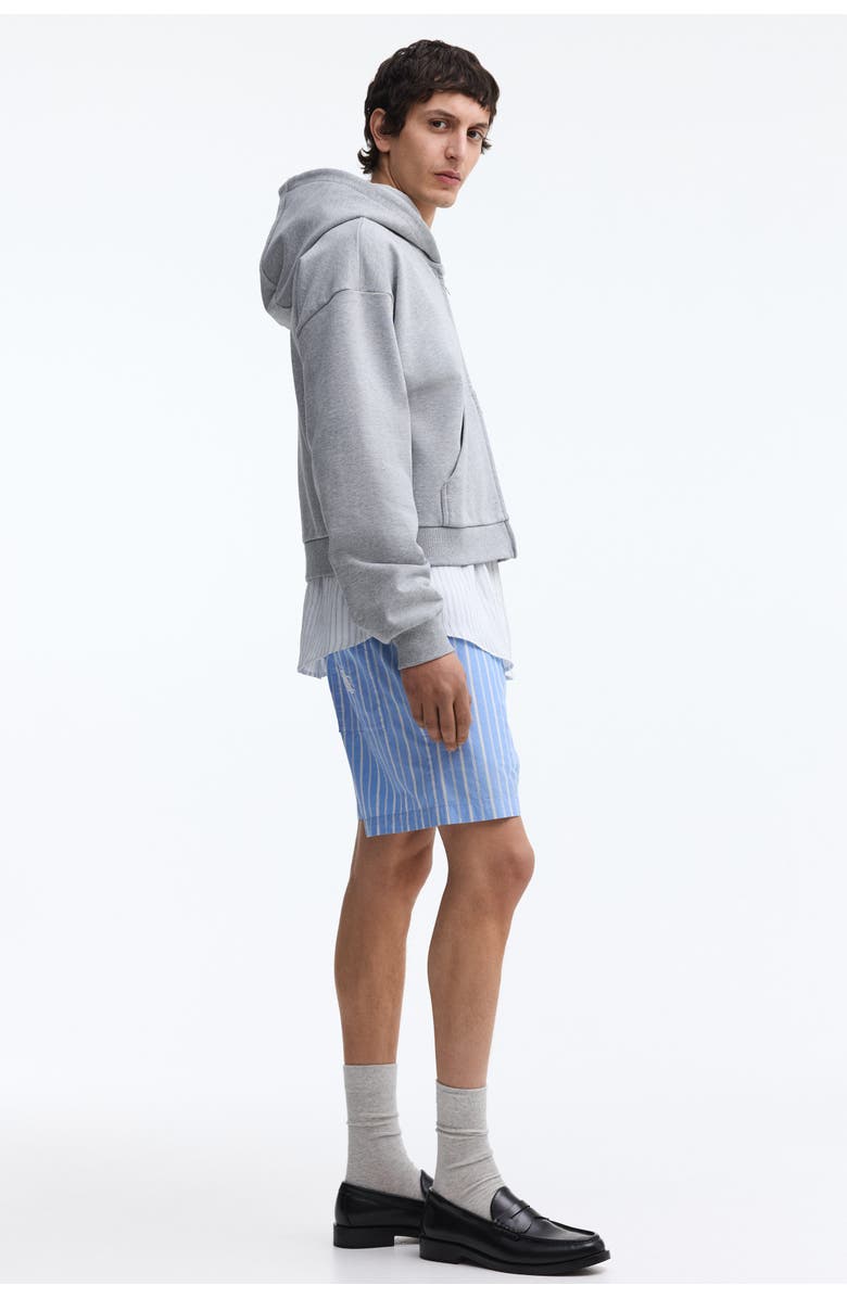 H&M Regular Fit Cotton Shorts, Alternate, color, Light Blue/Striped