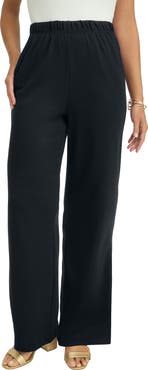 Jessica London Soft Ease Cotton Knit Wide Leg Pant