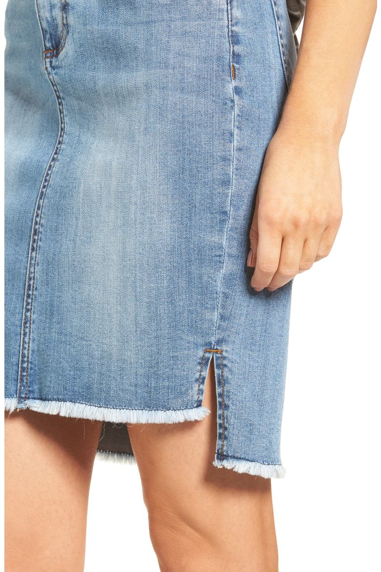 Connie High/Low Denim Skirt, Alternate, color, DASHING