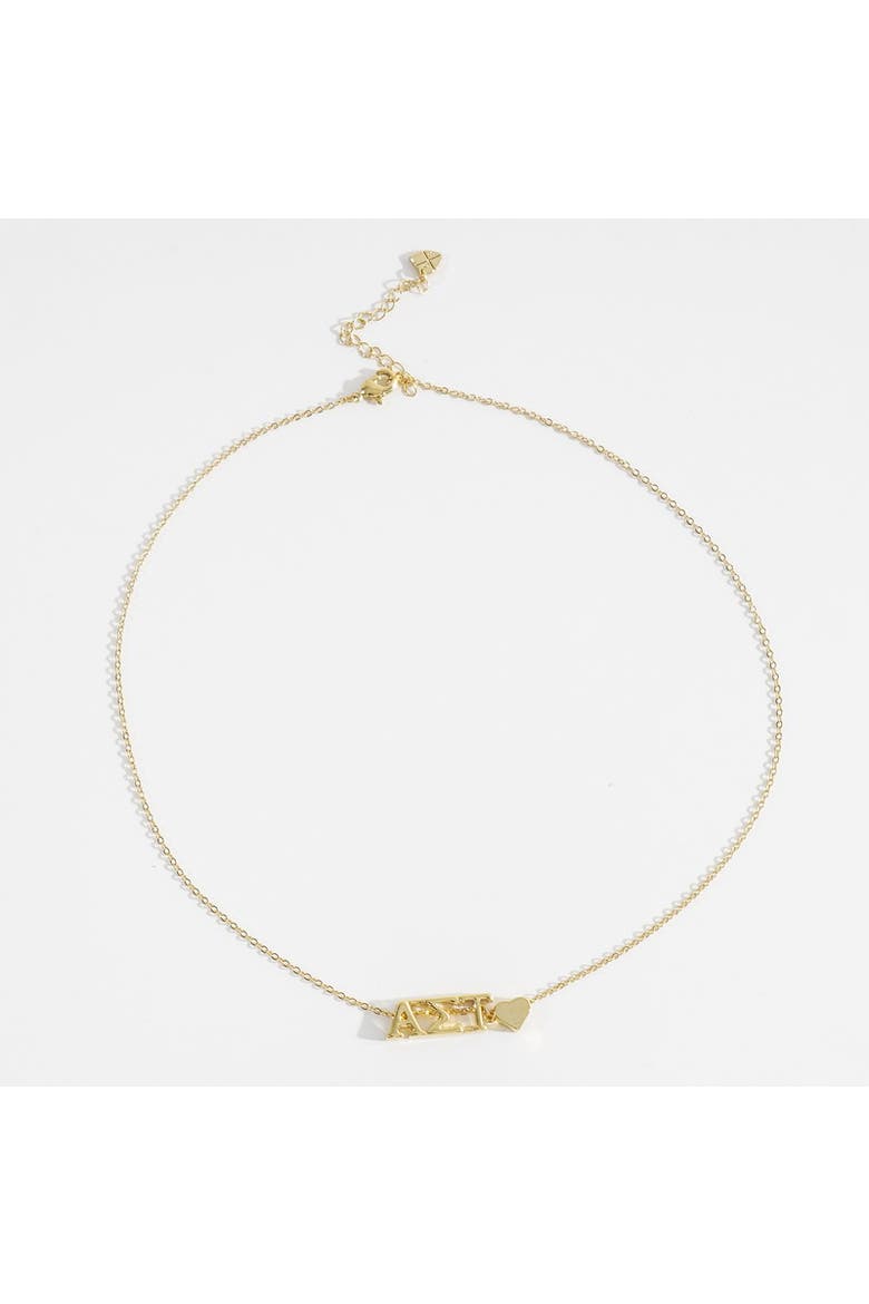 Alpha Sigma Tau Sorority Gold Heart Necklace, Alternate, color, Yellow Gold