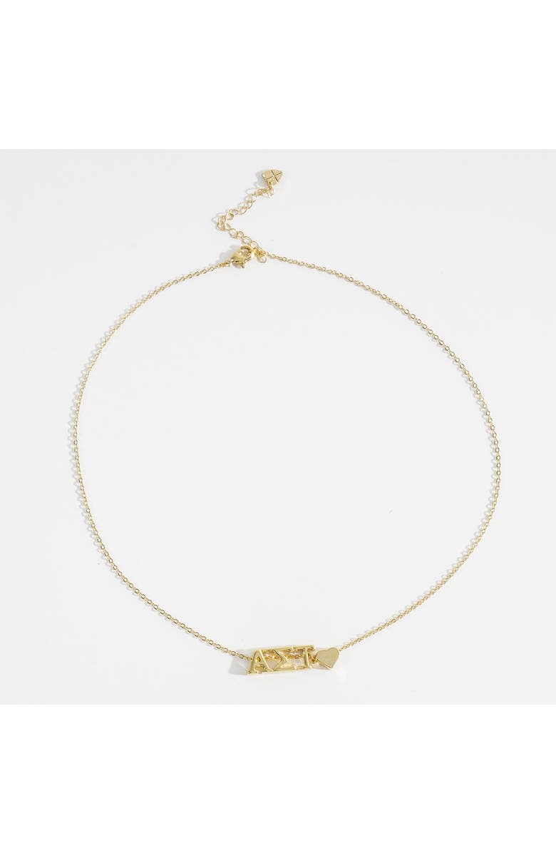 Color Shout Alpha Sigma Tau Sorority Gold Heart Necklace, Alternate, color, Yellow Gold