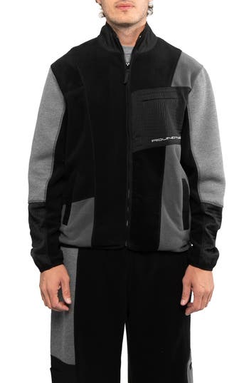 Shop Round Two Tech Fleece Mixed Media Jacket In Black