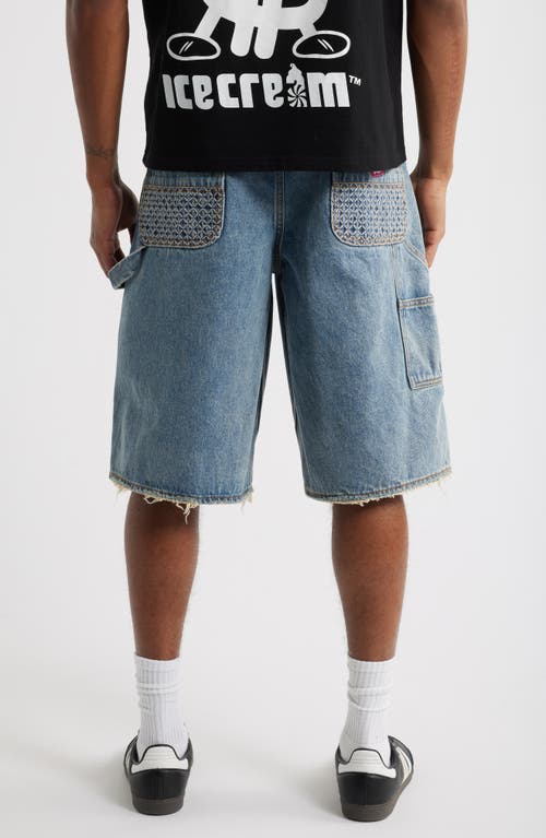 ICECREAM ICECREAM DOUBLE SCOOP DISTRESSED DENIM CARPENTER SHORTS 