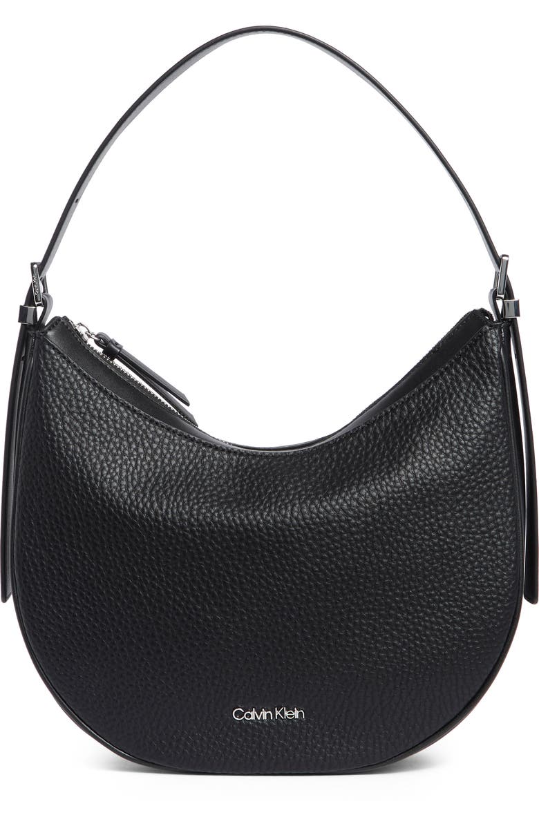 Calvin Klein Liliana Faux Leather Hobo, Main, color, Black/ Silver