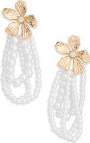 NORDSTROM RACK Floral Faux Pearl Drop Earrings