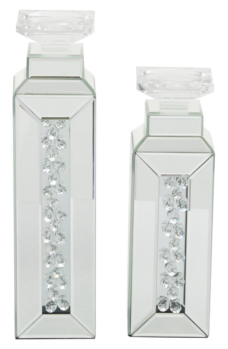 VIVIAN LUNE HOME Set of 2 Glam Wood Candleholders, Main, color,