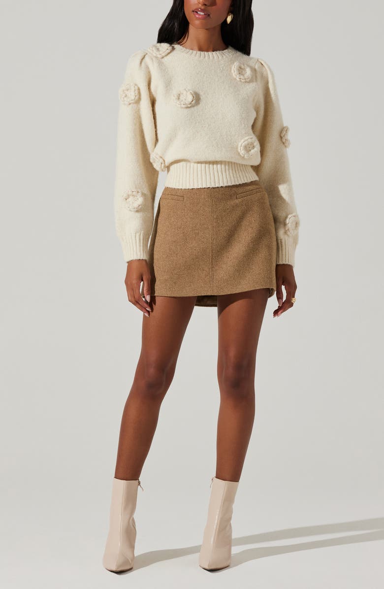 ASTR the Label Wilessa Floral Appliqué Sweater, Alternate, color, Cream