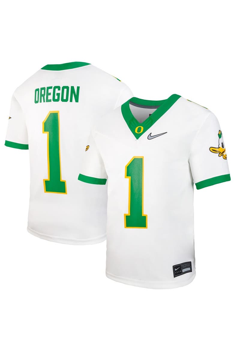 Youth Nike #1 White Oregon Ducks Vapor Fusion Jersey, Main, color, White