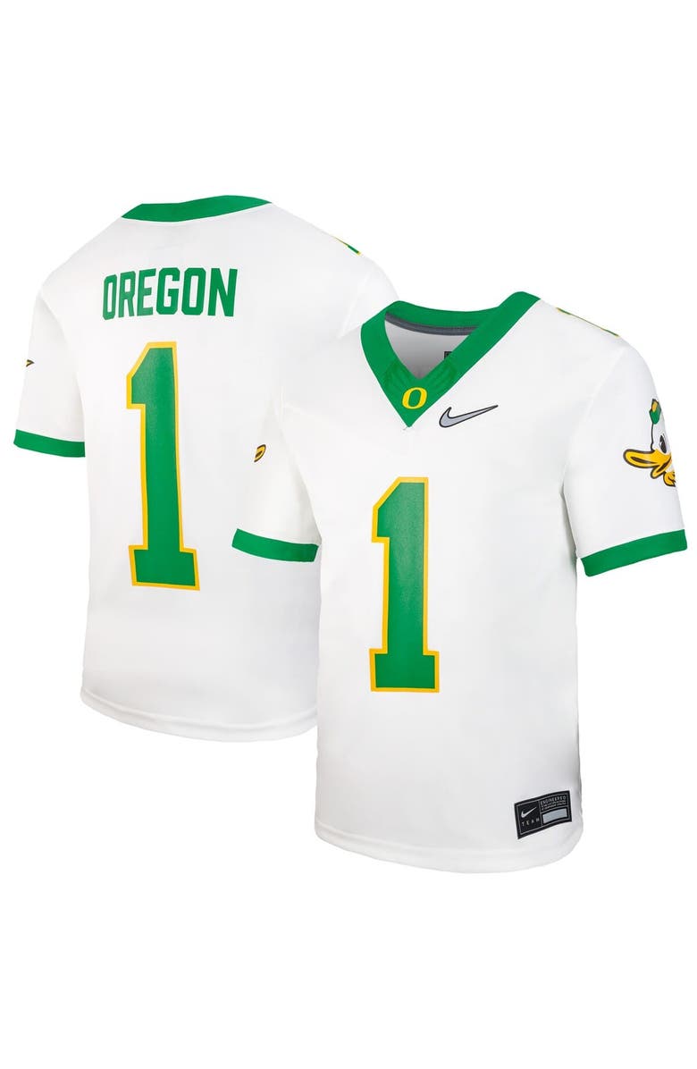 Nike Youth Nike #1 White Oregon Ducks Vapor Fusion Jersey, Main, color, White