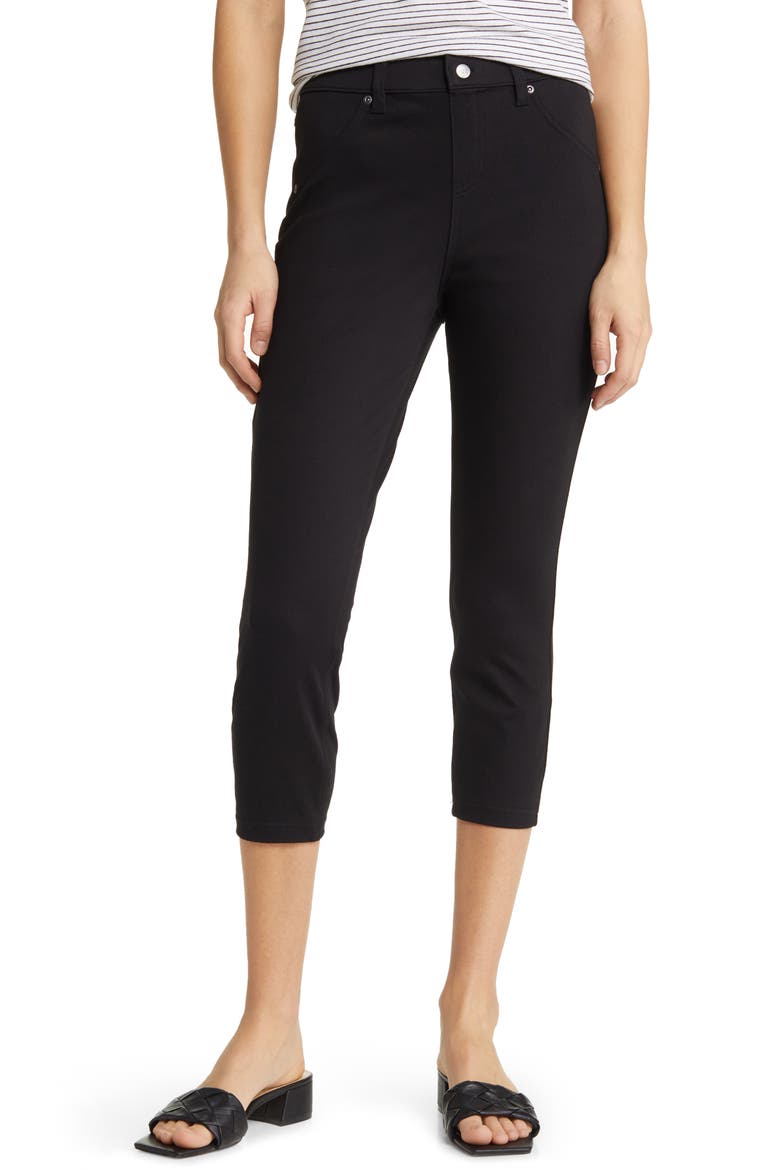 Ultrasoft Denim Capri Leggings, Main, color, BLACK
