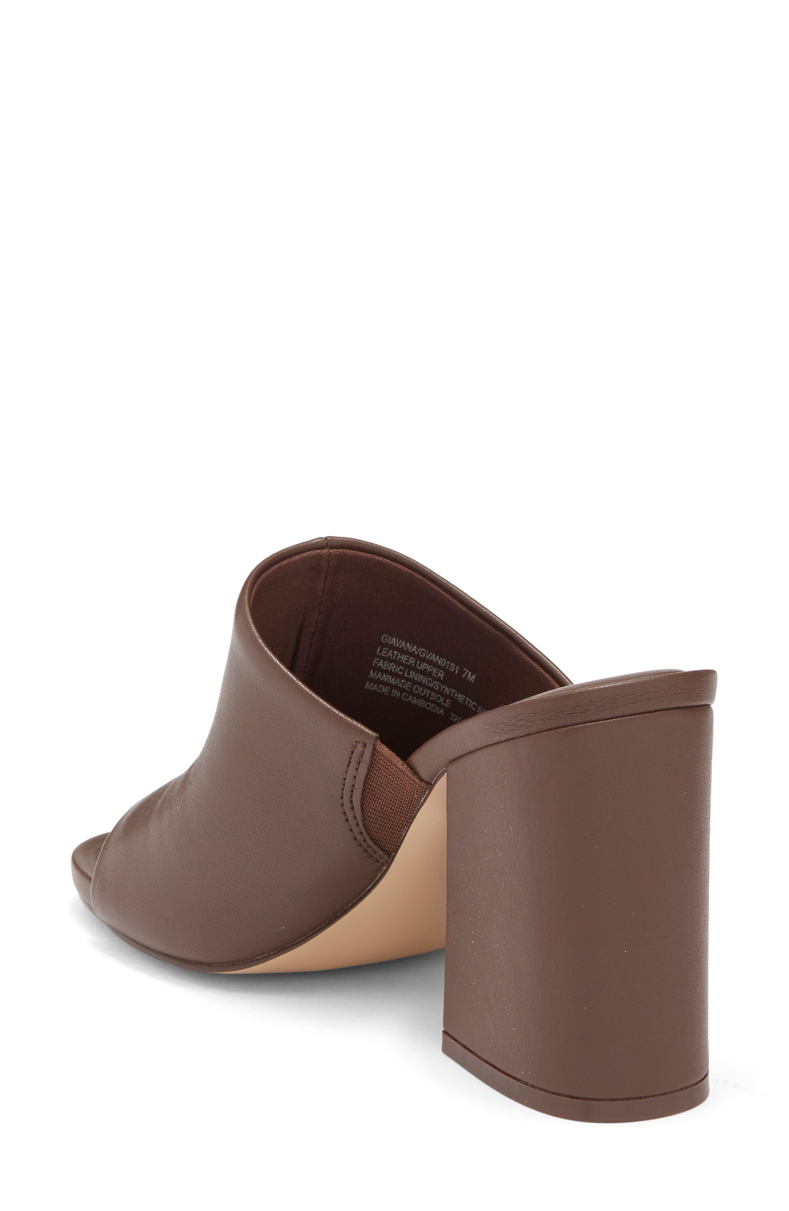 Giavana Block Heel Slide Sandal, Alternate, color, BROWN LEATHER