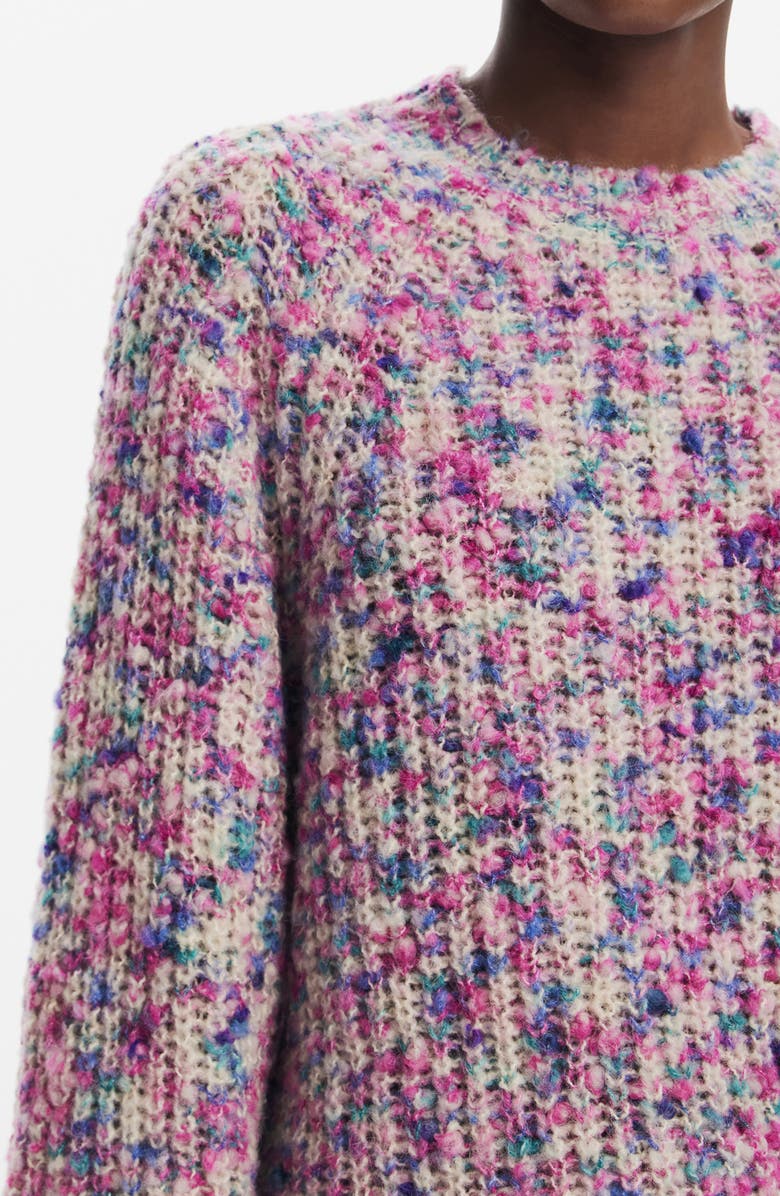 Desigual Birmingham Marled Blouson Sweater, Alternate, color, Pink Mix