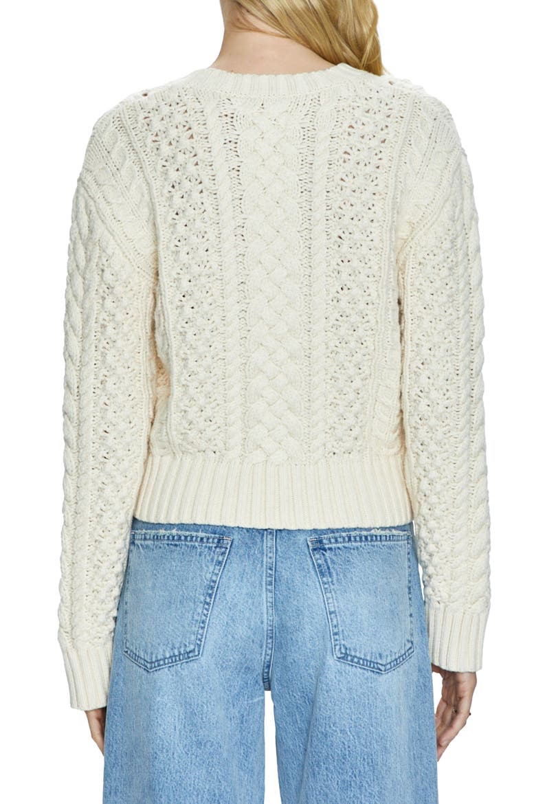 Quinn Mixed Stitch Cotton Blend Sweater, Alternate, color, IVORY