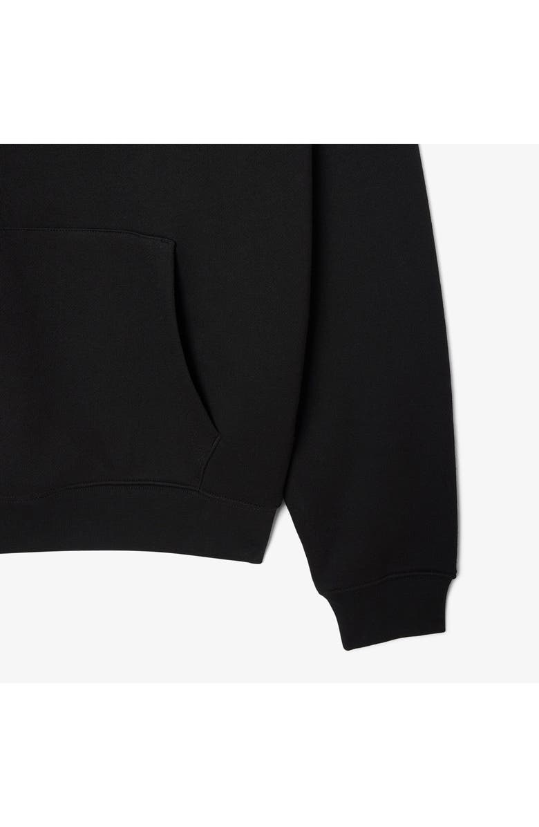 Lacoste Loose Fit Fuzzy Logo Cotton French Terry Hoodie, Alternate, color, Black