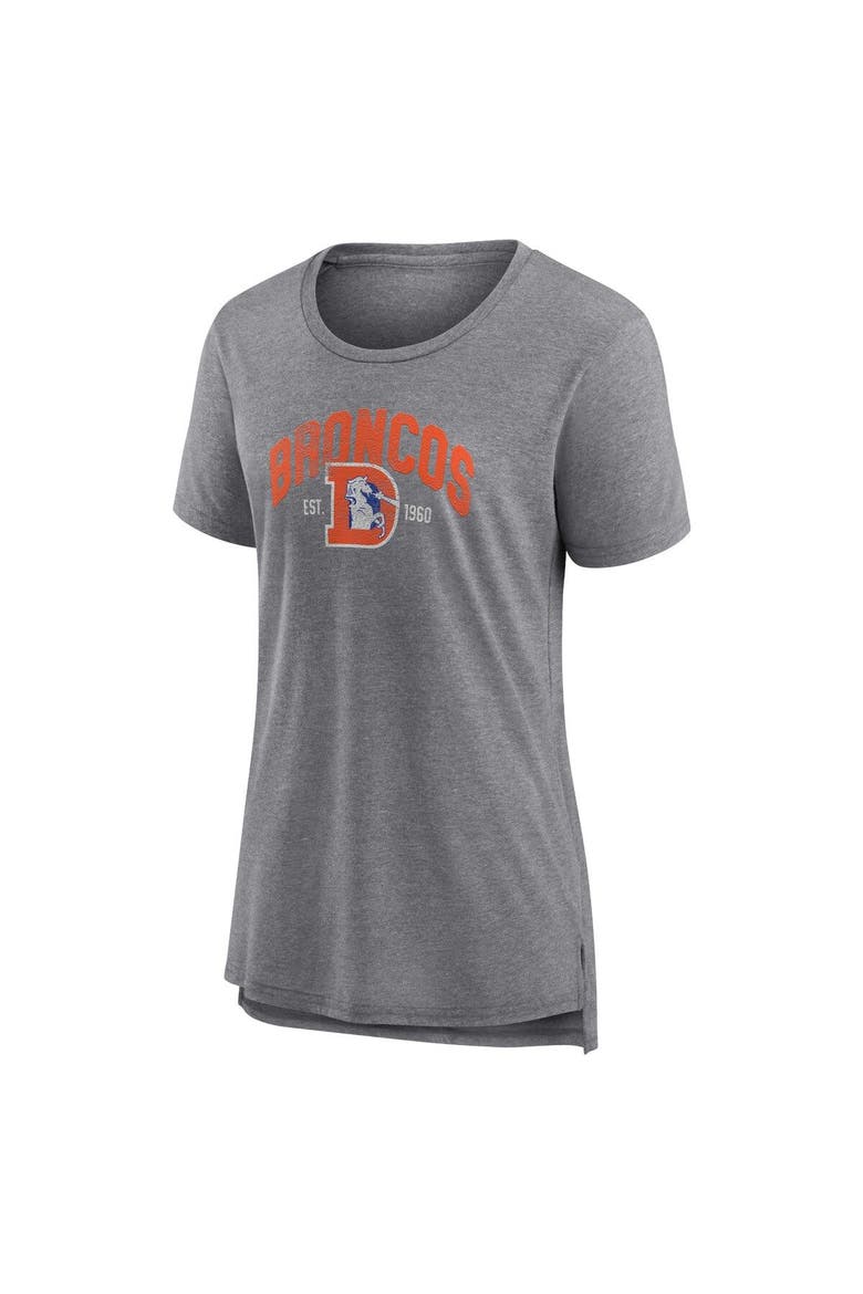 Women's Fanatics Branded Heather Gray Denver Broncos Drop Back Modern Tri-Blend T-Shirt, Alternate, color, Heather Gray