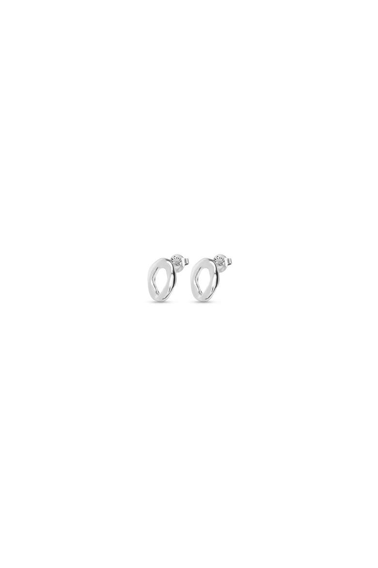 Sculpted Link Hoop Earrings, Alternate, color, Silver