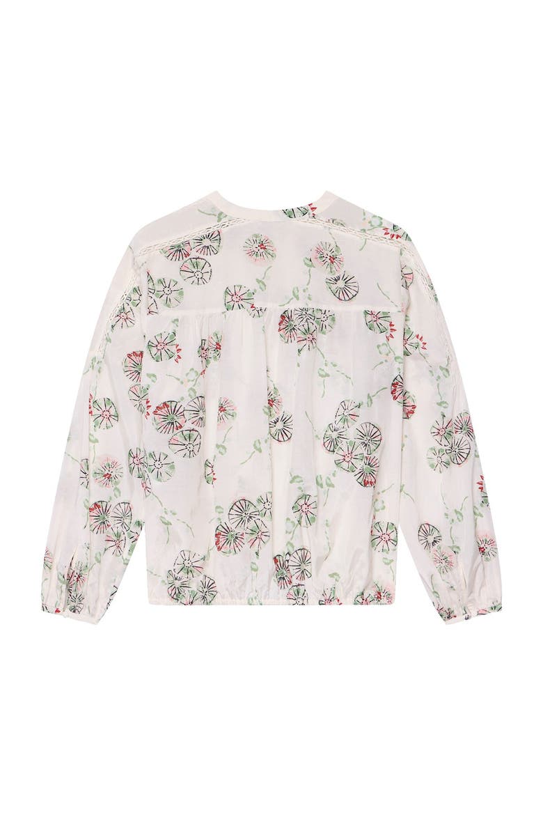Floral Smocked Peasant Blouse, Alternate, color, Cream