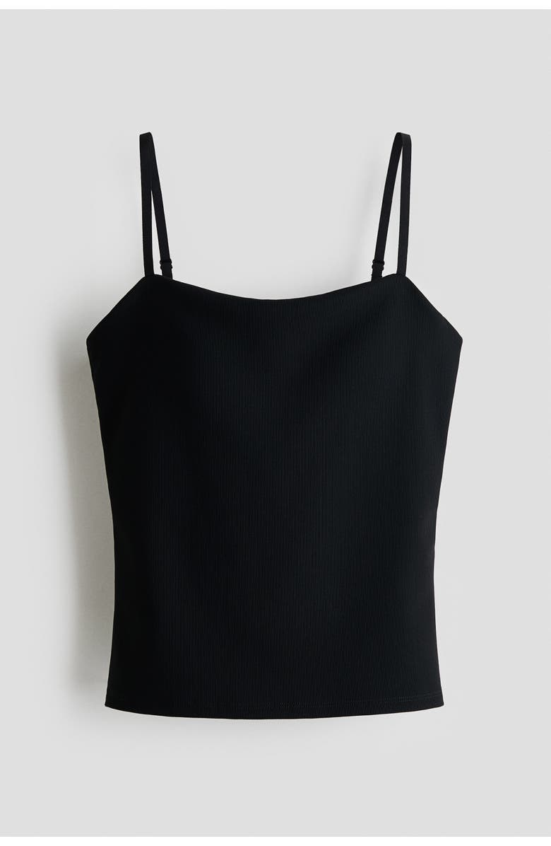 H&M Cooling Four-way Stretch Slim Fit Strappy Top, Main, color, Black