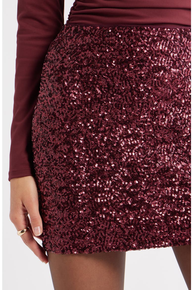 Sequin Miniskirt, Alternate, color, BURGUNDY TANNIN