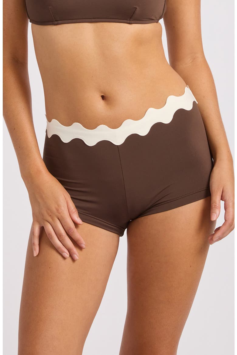 Ric Rac Boyleg Swim Shorts, Main, color, DARK CHOCOLATE