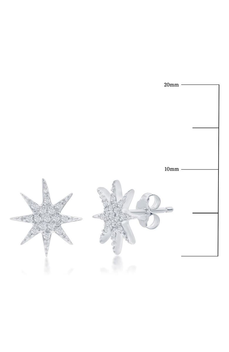SIMONA North Star Sterling Silver Pavé Diamond Stud Earrings - 0.07ct., Alternate, color, 
