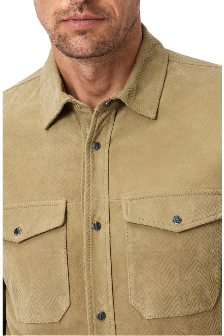 Jonah Herringbone Pattern Leather Overshirt, Alternate, color, DARK TAN