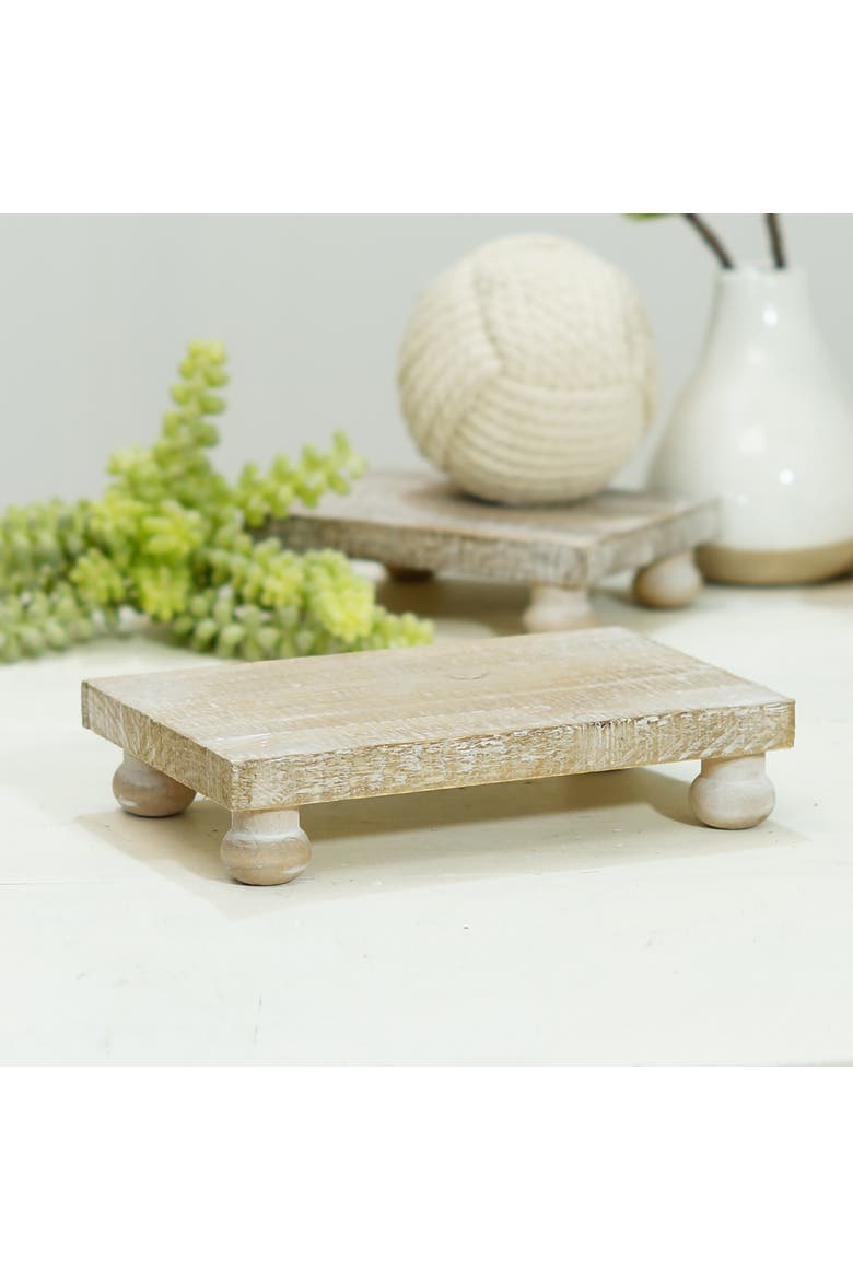 Wood 8 Inch White Aged Riser, Rustic Farmhouse Decorative Display Stand, Alternate, color, White