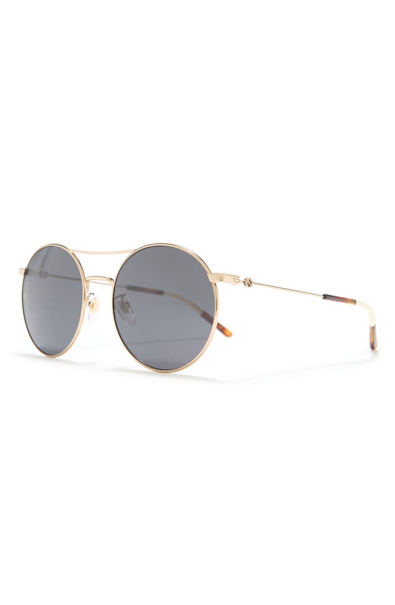 Gucci 56mm Round Sunglasses, Alternate, color, Gold Gold Grey