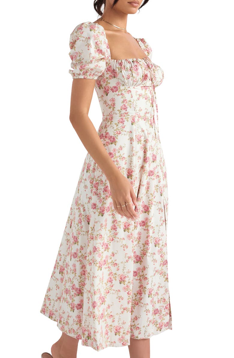 HOUSE OF CB Tallulah Floral Cotton Blend Sundress, Alternate, color, White/ Pink Floral