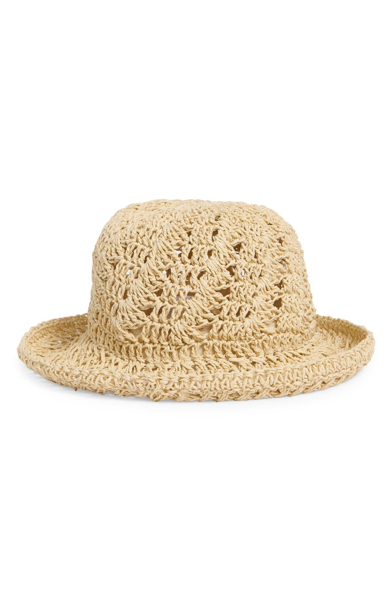 Steve Madden Boho Straw Bucket Hat, Alternate, color, Natural
