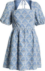 SUGARLIPS Ivana Eyelet Smocked Minidress