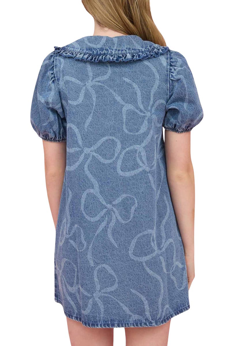 Blu Pepper Bow Denim Minidress, Alternate, color, Denim