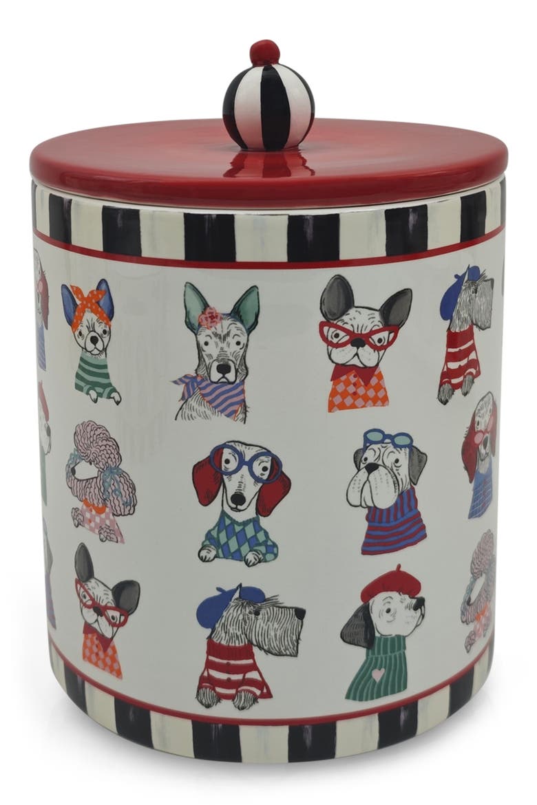 Courtly Check Pet Treat Jar, Main, color, BLACK